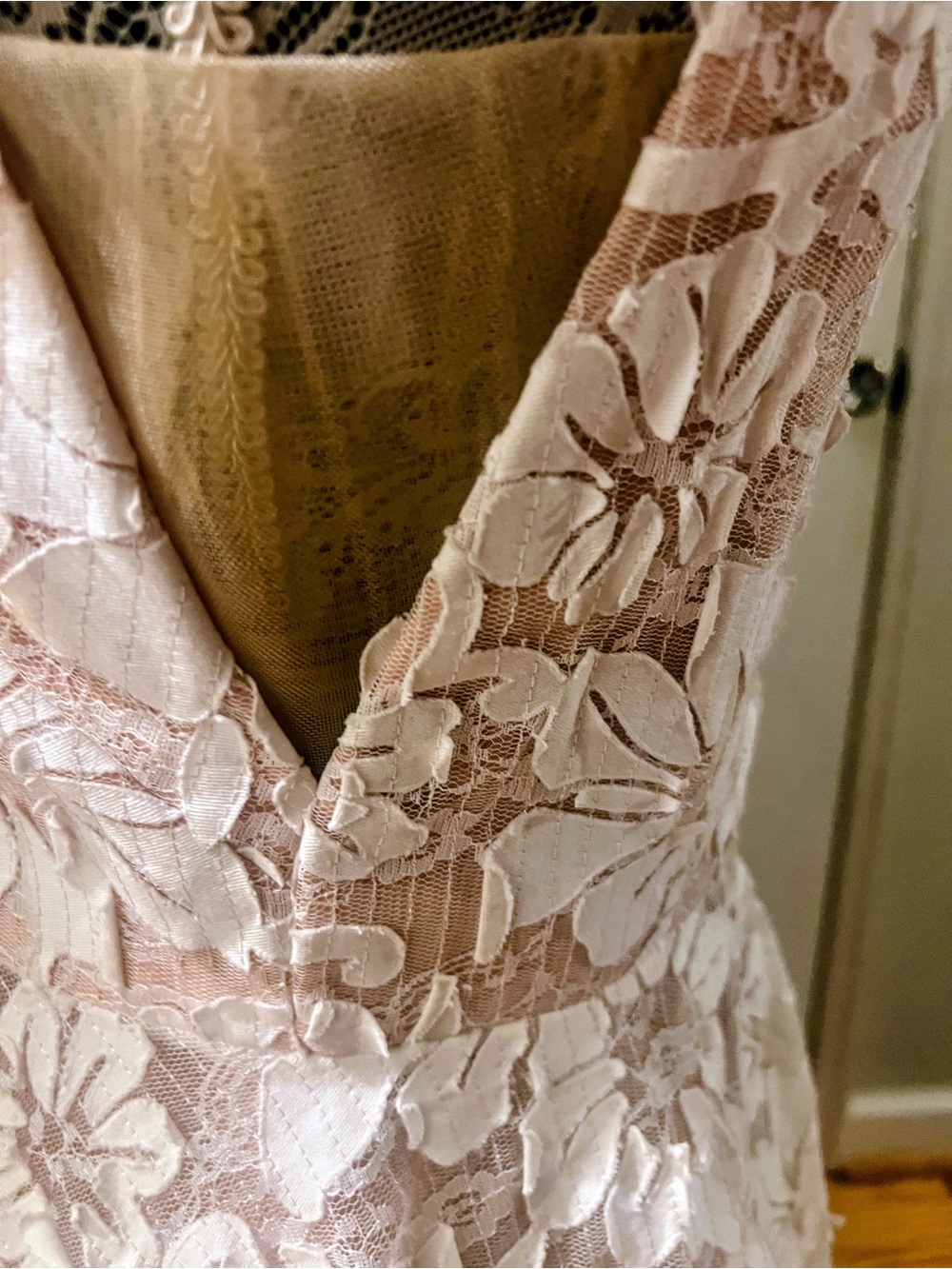 AKIRA Lace Skater Dress in Blush and White - Picture 7 of 7